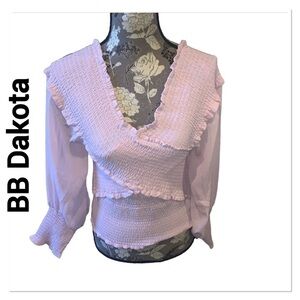 BB DAKOTA Baby Pink V Neck Blouse Size Large New with tags